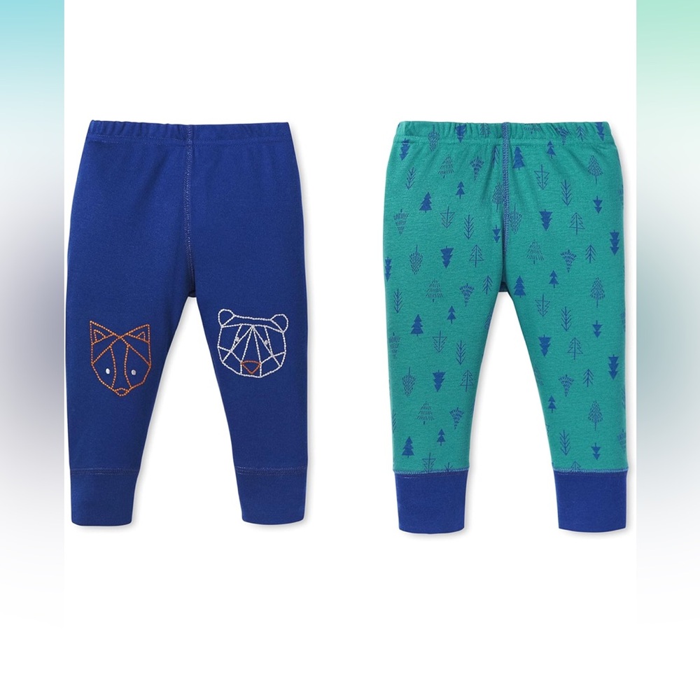 Lamaze Brand Baby Boy Pants, Size 18M, 2 Pairs Bundle, Green/Blue, Cotton, EUC